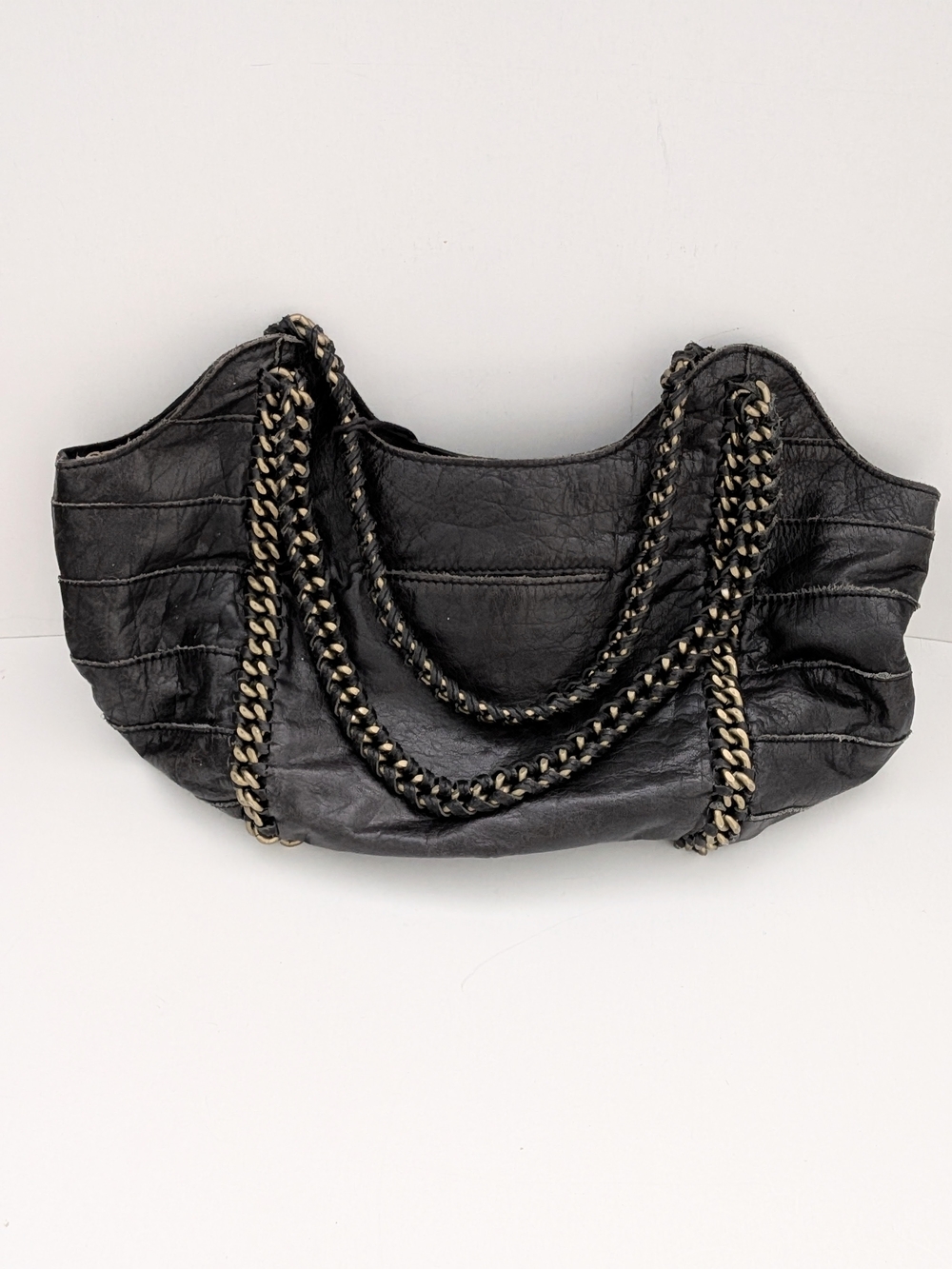 The Sak Black Leather Hobo with Gold-Tone Chain Straps